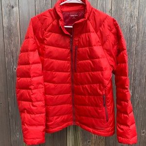 Lands End red quilted light weight warm zip up jacket